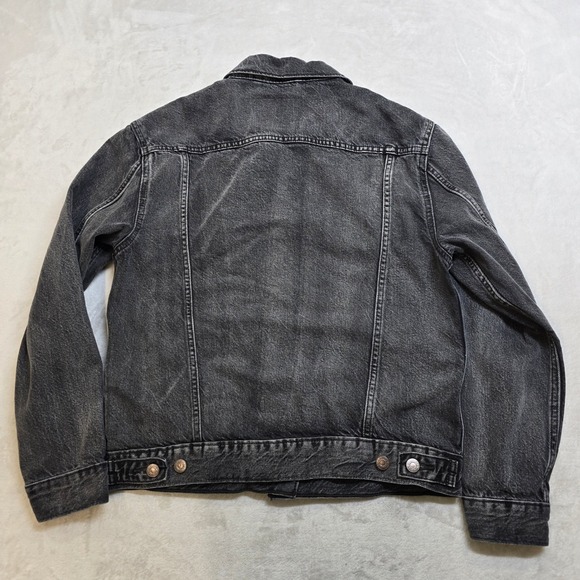 Levi's Trucker Jacket Mens Medium Black Wash Denim Jacket Button Front - Picture 3 of 12